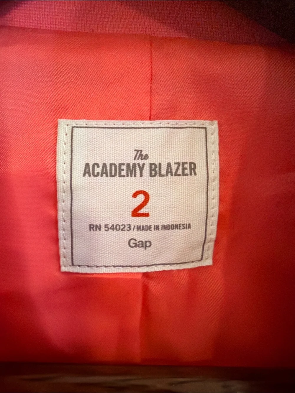 GAP Academy Blazer Neon Pink Coral Contrast Trim Preppy Career Jacket Size 2 - Picture 4 of 7